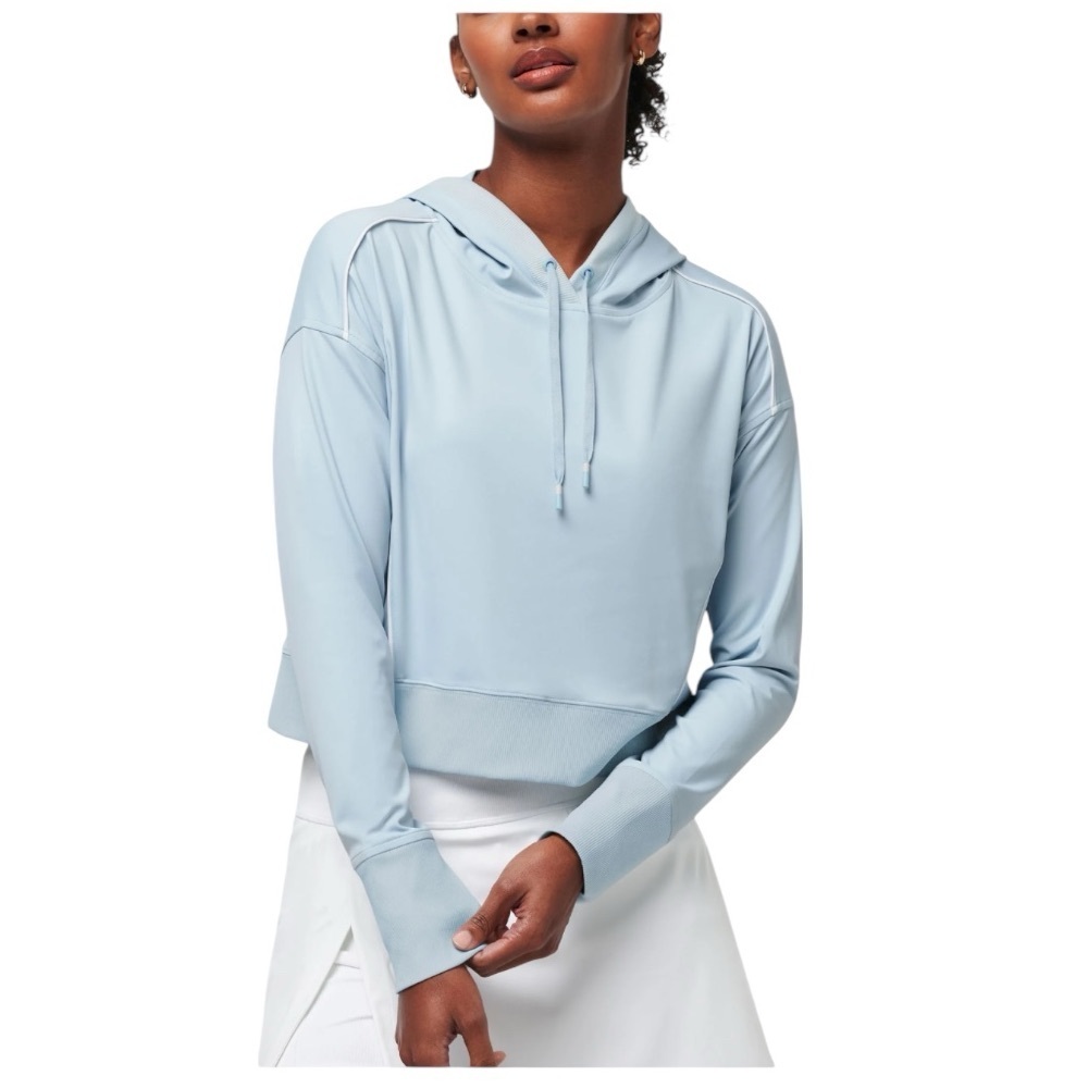 TravisMathew Women's Golden State Skyloft Stretch Light Blue Hoodie Golf Tinnis